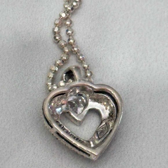 Heart Pendant Sterling Silver Necklace Marcasite 5g 17’ Bead Ball Chain 5511 - Picture 6 of 13
